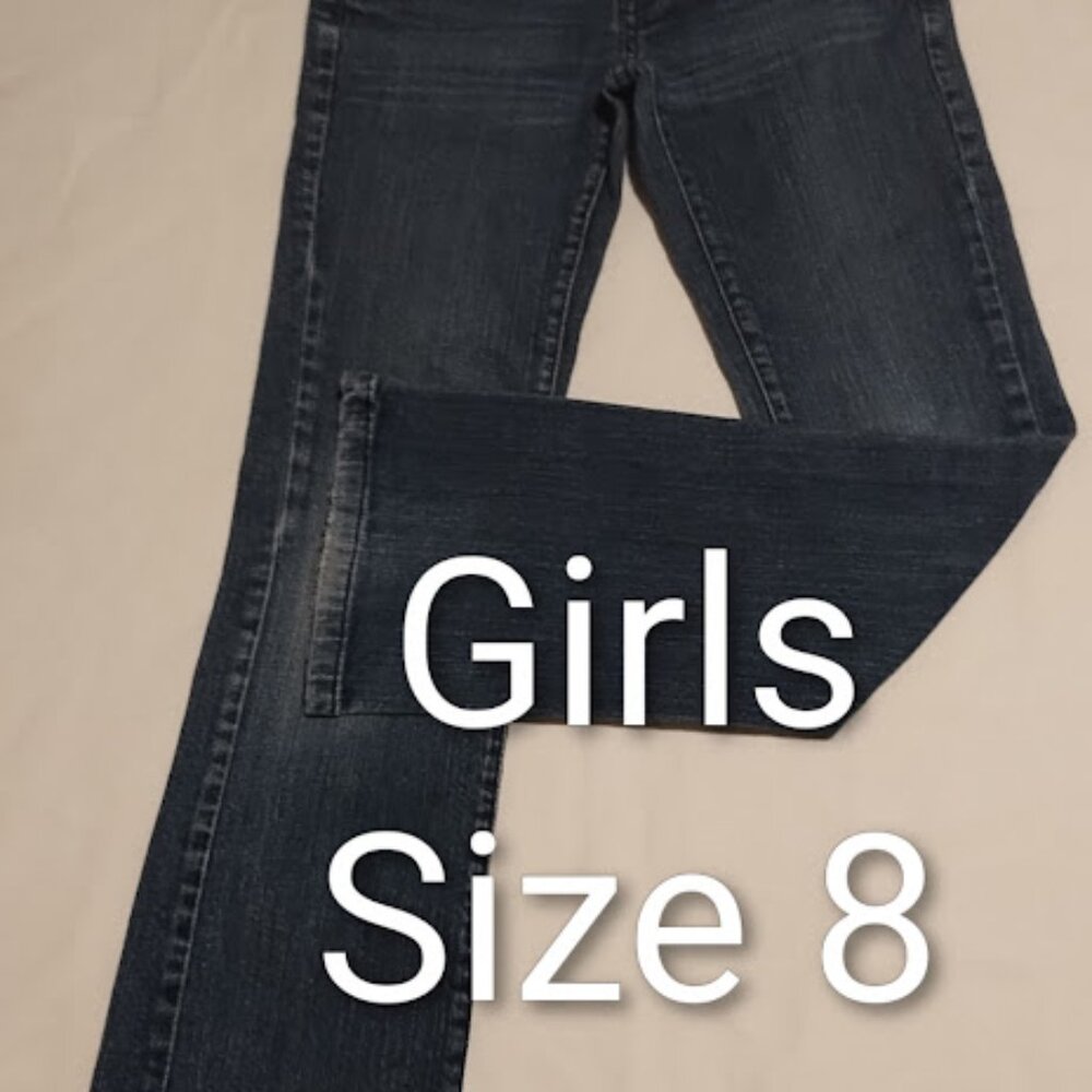 GUC Levis straight Girls Jeans Adjustable Waistband Size 8 Regular Pant Denim